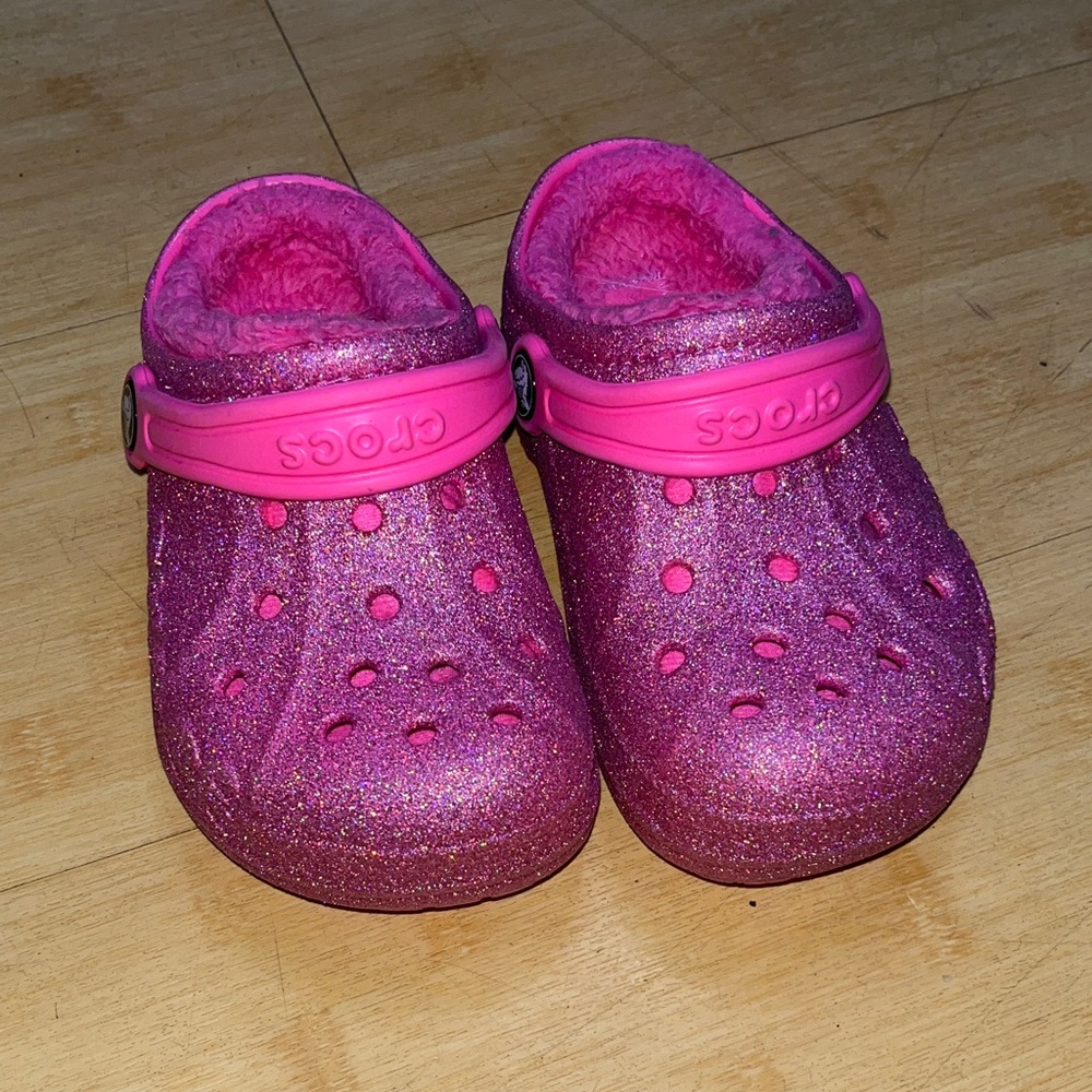 CROCS Kids Sparkly Pink Slippers